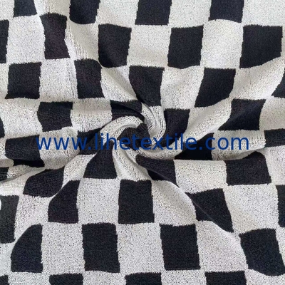 Wholesale 100% Cotton custom Jacquard black and white Elements Of A Checkerboard Grid Towel with logo