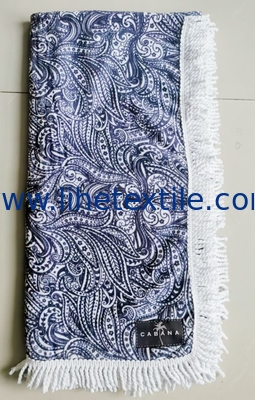 100% Cotton Custom Gift Box Packaging Personalized Square Woven Mandala Printed Beach Towel With Tassel