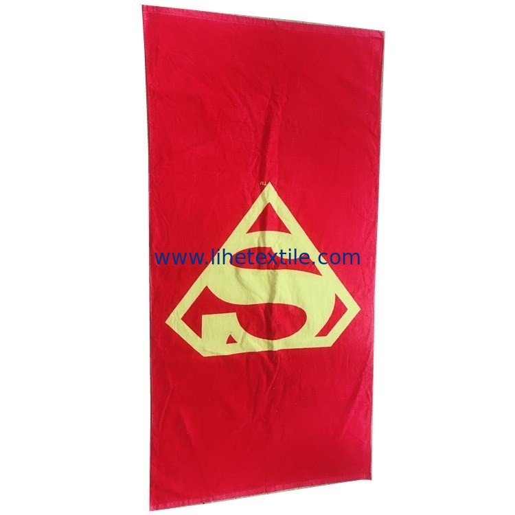 wholesale promotional custom digital printing red cotton velour beach towel with logo