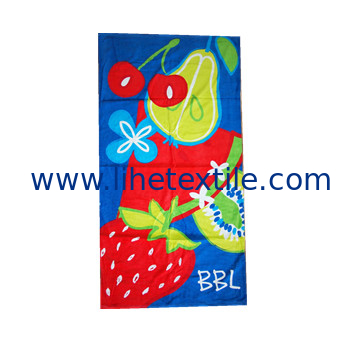 Amazon hot sale small MOQ fruit design digital active printing high quality cotton wholesale printed beach towel