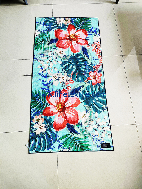 Wholesale printed summer flower recycled beach towels microfiber printed beach towel sand free waffle beach towels