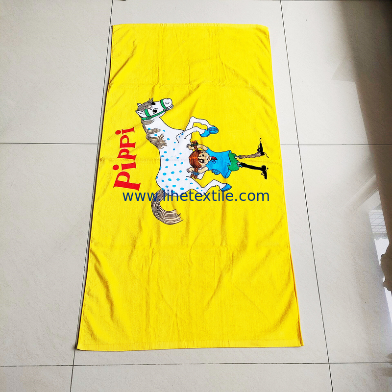 For Kids Custom Logo Digital Reactive Printing Terry Cotton Character Cartoon Bath Beach Towel