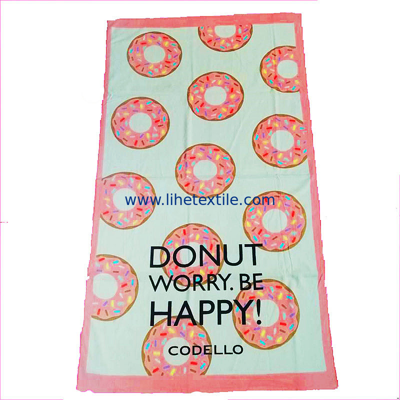 Factory OEM Custom Personalized Logo Reactive Printed 100% Cotton Fabric Pink Rectangle  Oversized Terry Cotton Beach To