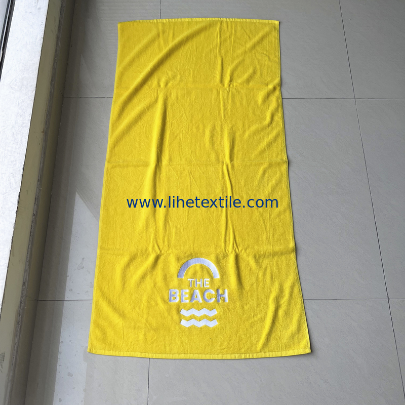 100% Cotton oversized thick beach towel fluffy beach towel cotton with custom logo embroidered beach towels