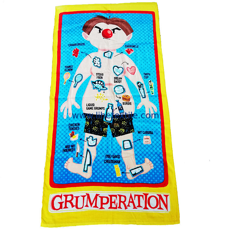 Fashion Design Cute Cartoon Printed Custom Towel Quick Dry Beach Towels with Logo Custom Print