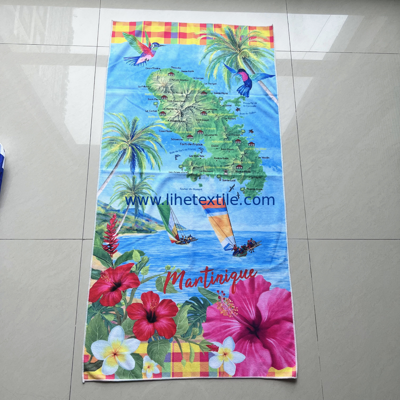 microfiber sand free bath towel eco friendly light weight terry beach towel with map