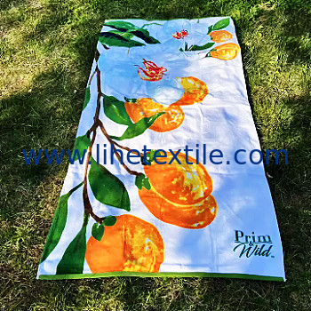 Wholesale custom 100% cotton selling colourful the tulip flower design reactive printed well absorption soft beach towel