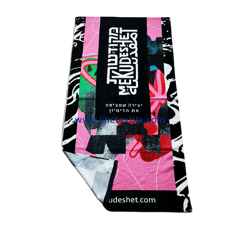 eco friendly pink beach towel with 100% cotton terry printed beach towel large sand less beach towels