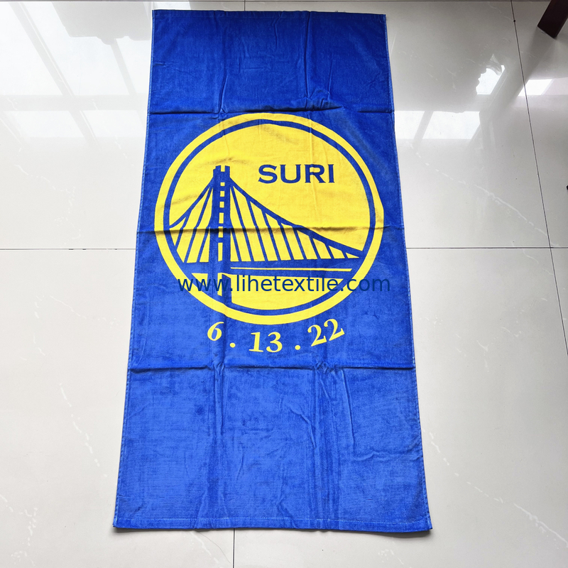 100% Cotton Terry Printed Towel Terry designer electric towel with designs for business quick dry beach towel