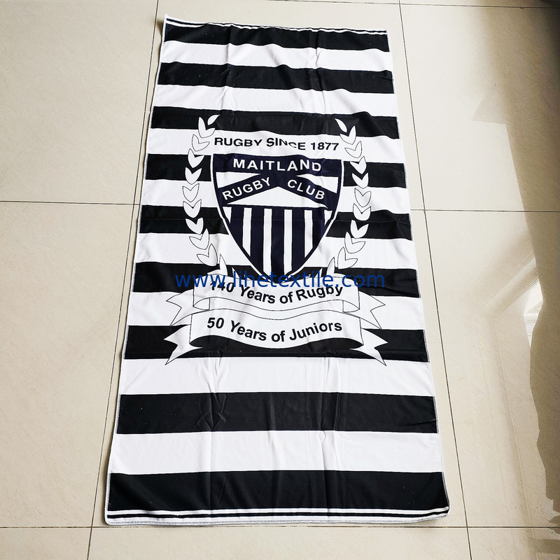 Soft fabric microfiber beach towel with logo custom print designer summer light weight stripe beach towel