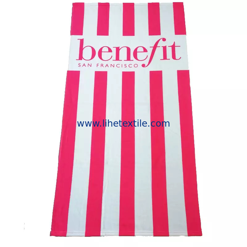 hot sale red beach towel fabric stripe sandfree beach towels with logo custom print