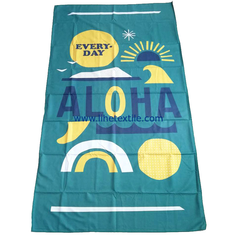 Green microfiber suede double-sided printing beach towel