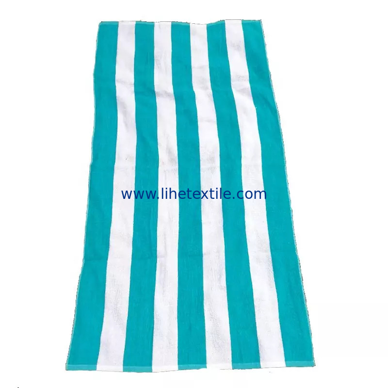 Factory outlet high quality custom Green Stripes jacquard gym towel custom jacquard print beach towel yarn dyed jacquard