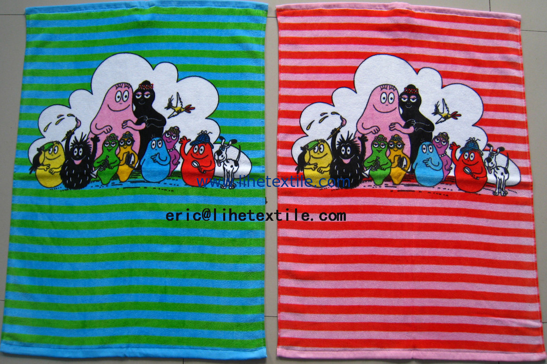 kids  100% cotton reactive printed hand towel ,40X72CM , China factory