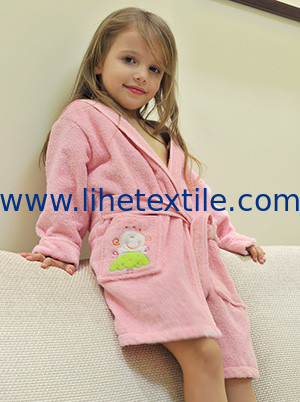 100% cotton children bath robe, pink , yellow , blue , white