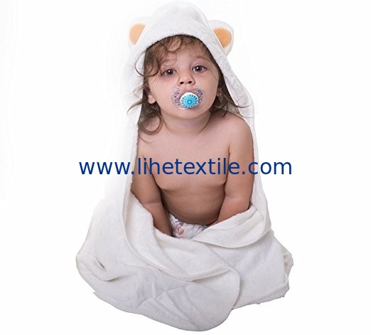 High water absorption soft fabric kids white bamboo fiber  bath towels baby wearable bath towel