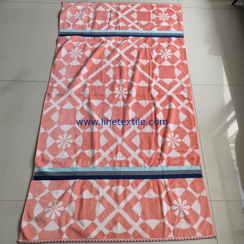 Oversized  100% cotton yarn-dyed jacquard organic beach towel custom sublimation luxury beach towel