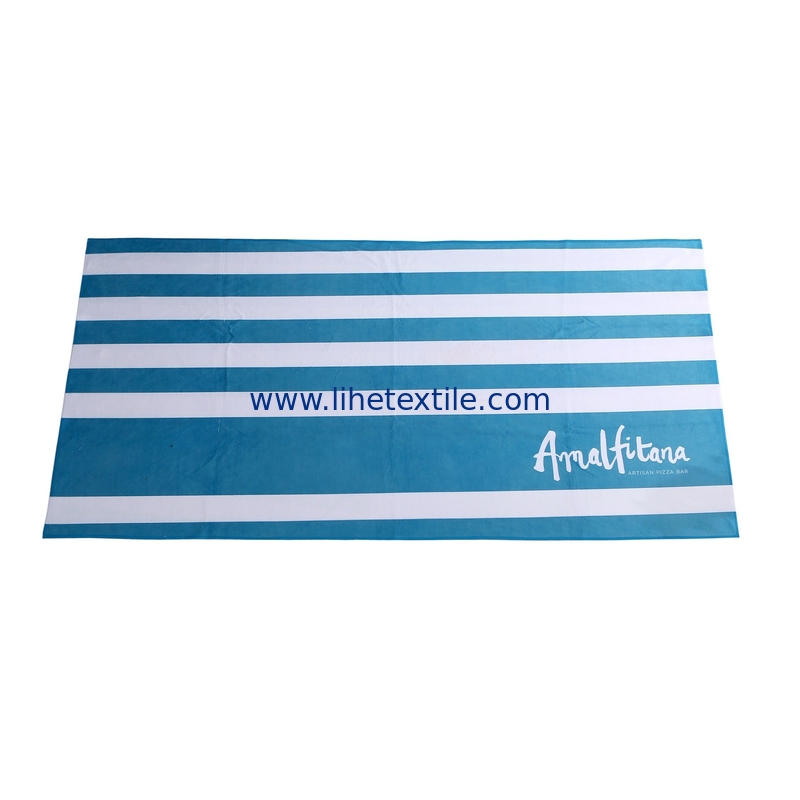 wholesale rainbows blue and white beach towels with logo custom print microfiber fabric stripe beach towel custom logo