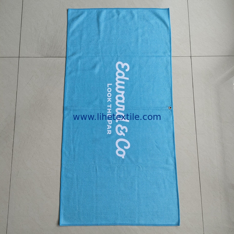 Luxury sublimation extra large recycled sand free rpet microfiber suede waffle Beach Towel Microfibre with Logo custom p