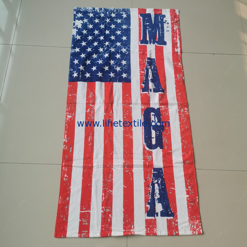 Custom Wholesale Digital Sublimated Printed Logo Sand Free Quick Dry Swimming Pool Cabana Stripe Cotton Beach Towel