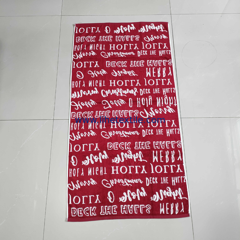 personal custom 100% cotton jacquard beach towel with logo