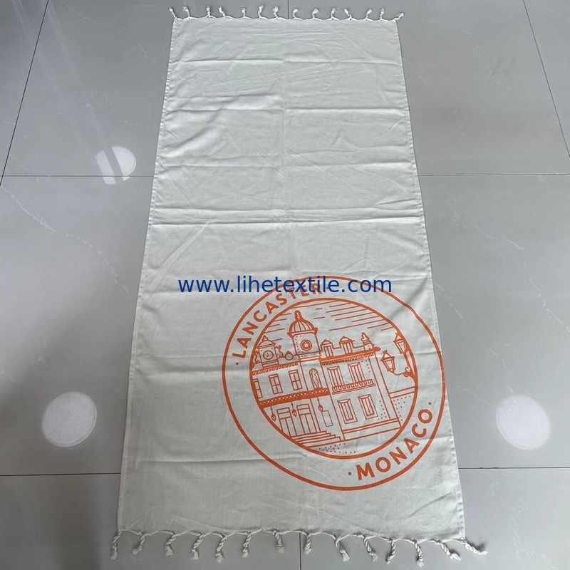 Turkish Recycled Beach Towel Tassel Cotton Custom Logo Beach Towel Cotton With Logo