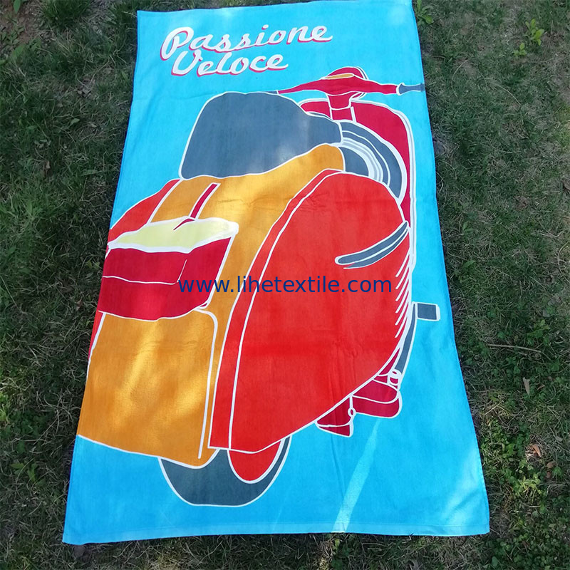 Wholesale multi-color reactive printing summer 100% cotton velour beach Towels
