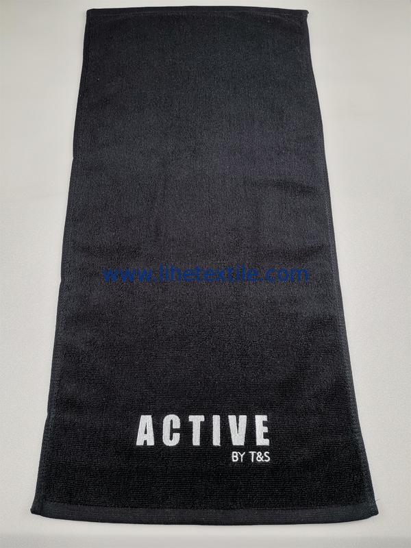 Custom High Quality Salon Gym Hair Turban Embroidery Jacquard LOGO private label black towels 100% cotton