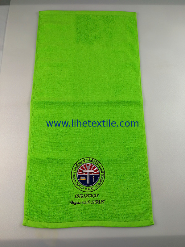 100% Cotton Green Personalized Custom Embroidery Gym Towel with Logo