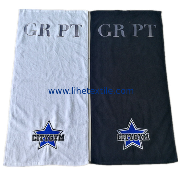 Wholesale 100% cotton face towel black and white custom hand towels with embroidery logo