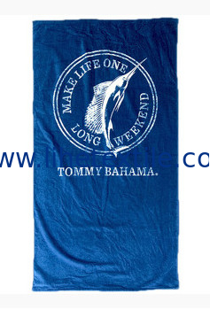 100% Cotton printed customized design logo blue beach towel